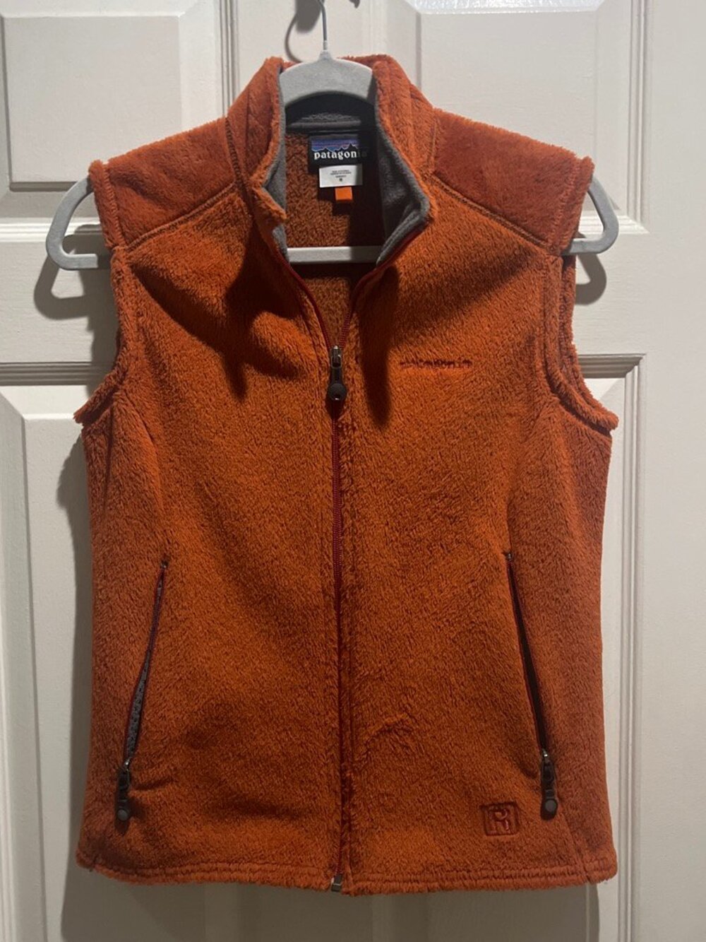 Patagonia orange and red fleece vest M